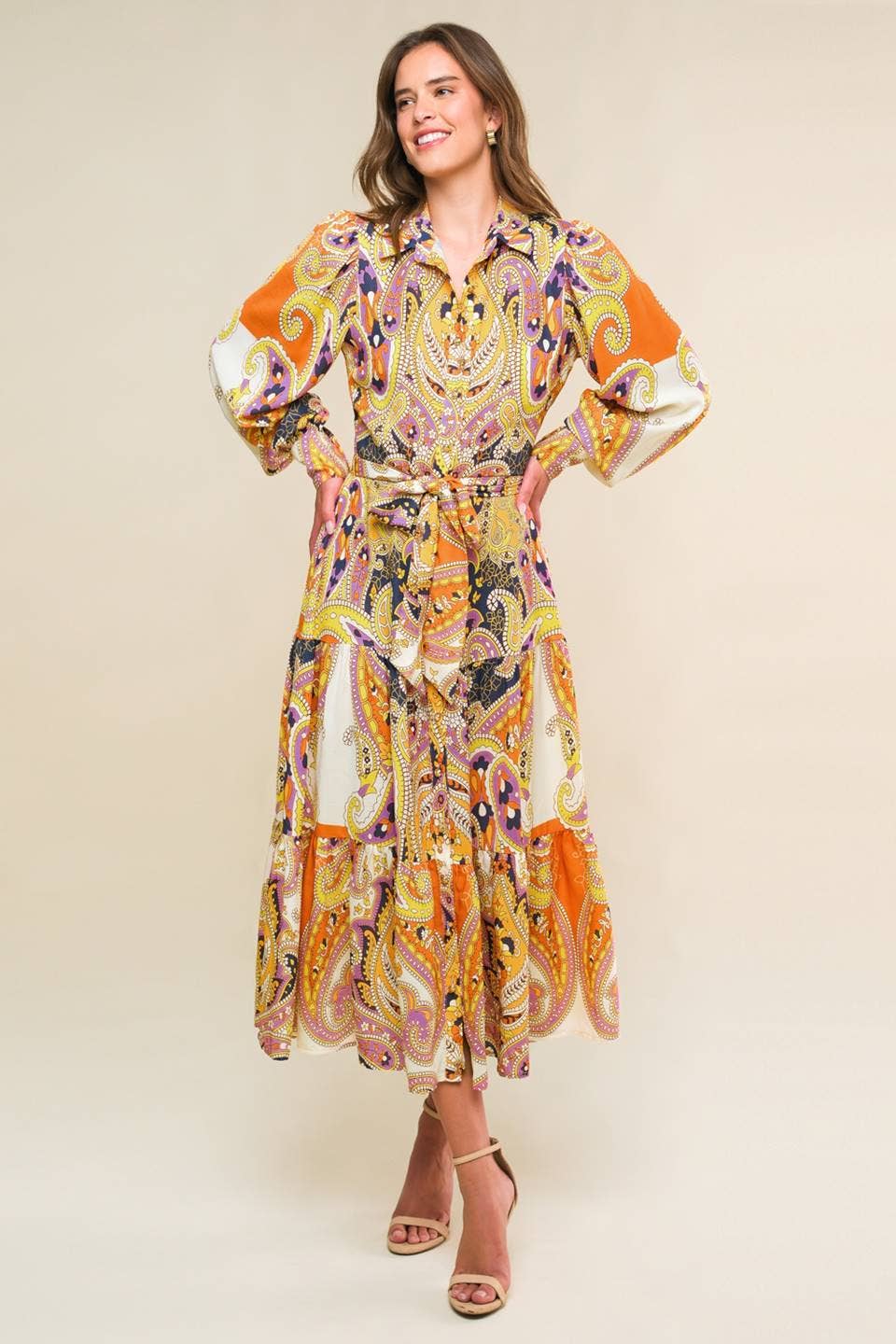 Printed Woven Midi Dress