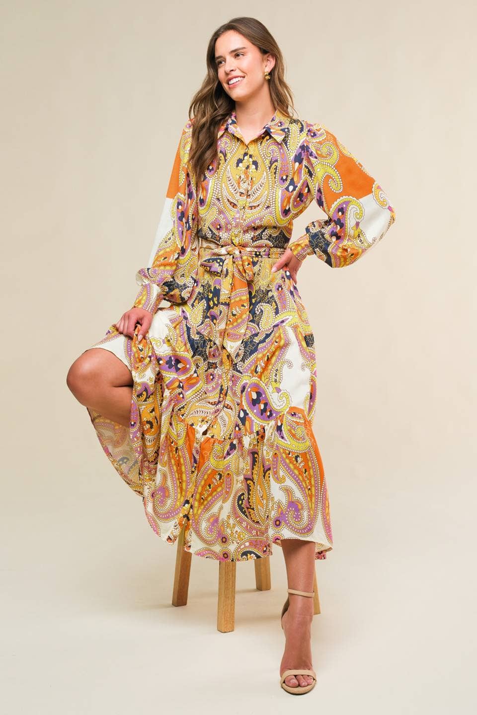 Printed Woven Midi Dress