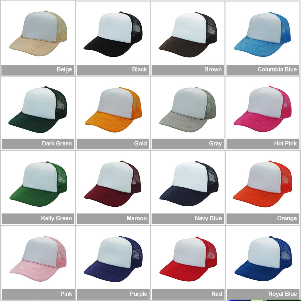Nissun Foam Trucker Hat, 5 Panel Mesh Cap, Two Tone Colors - SPC