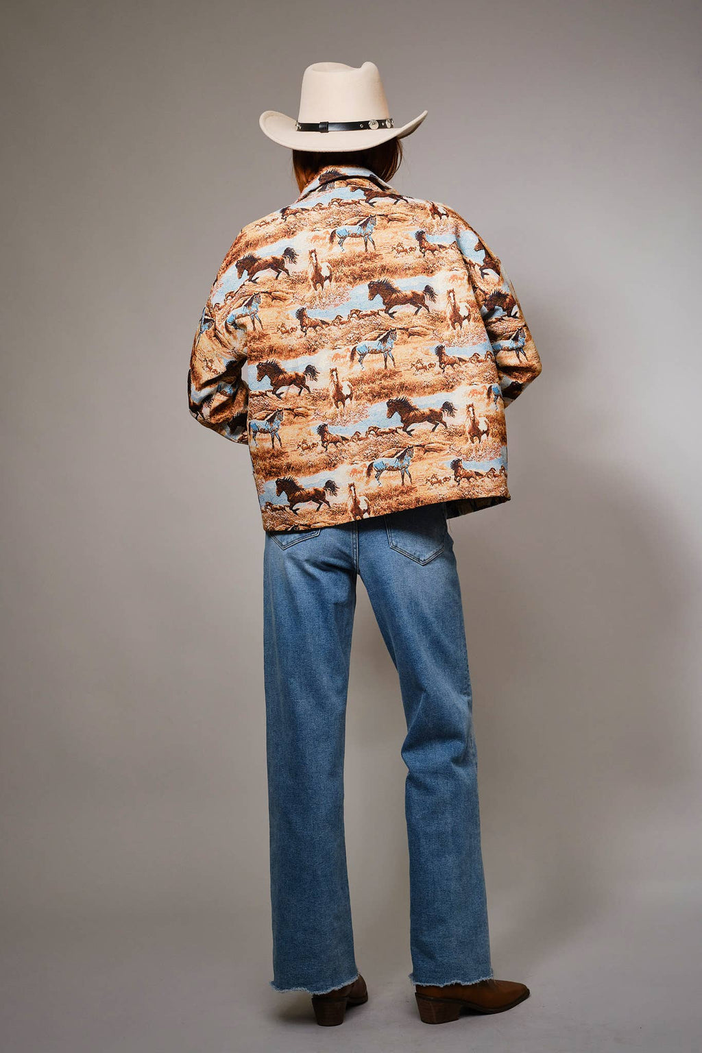Western Pattern Button Front Jacquard Jacket
