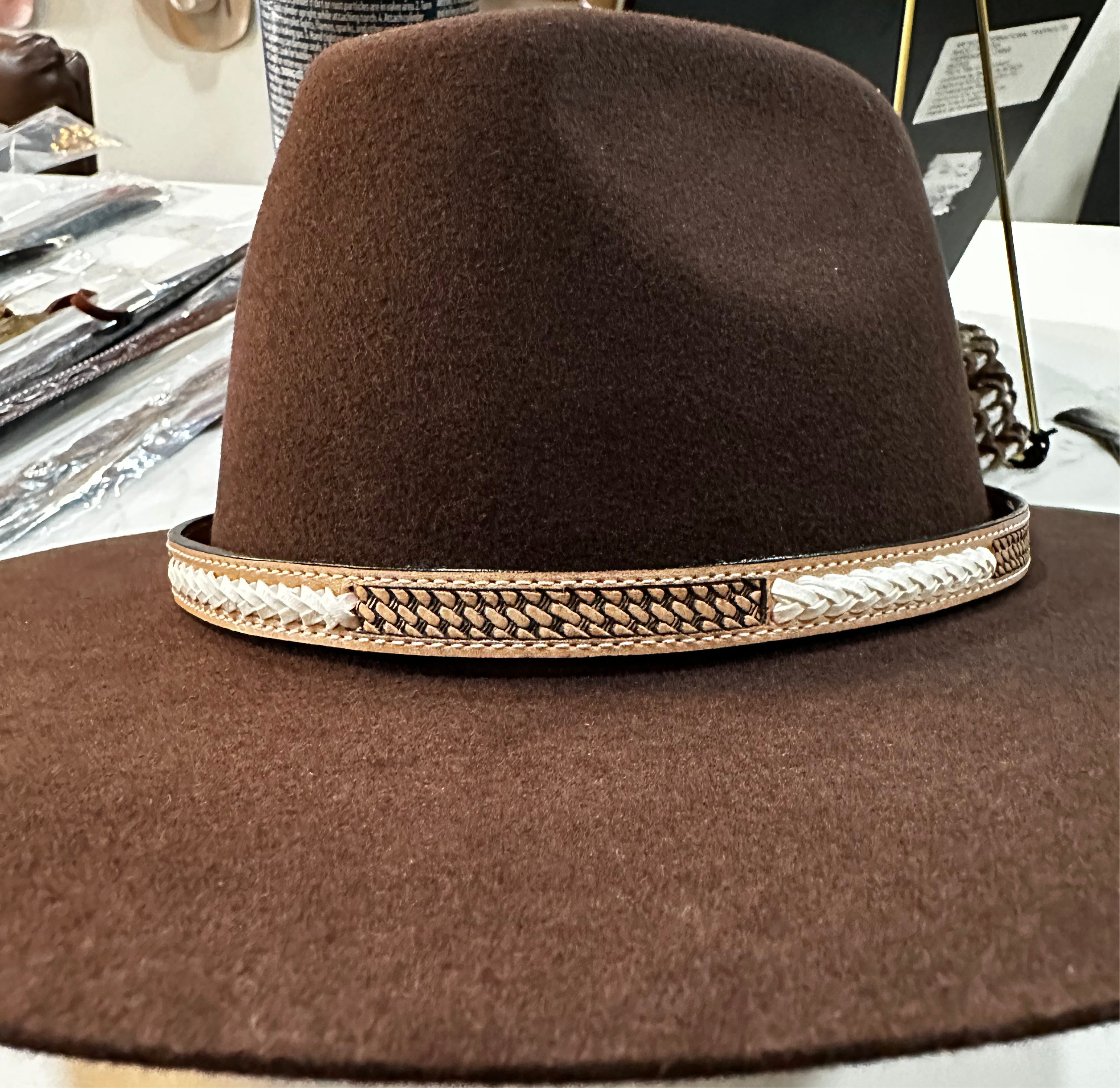 Leather Hat Band RH Carved