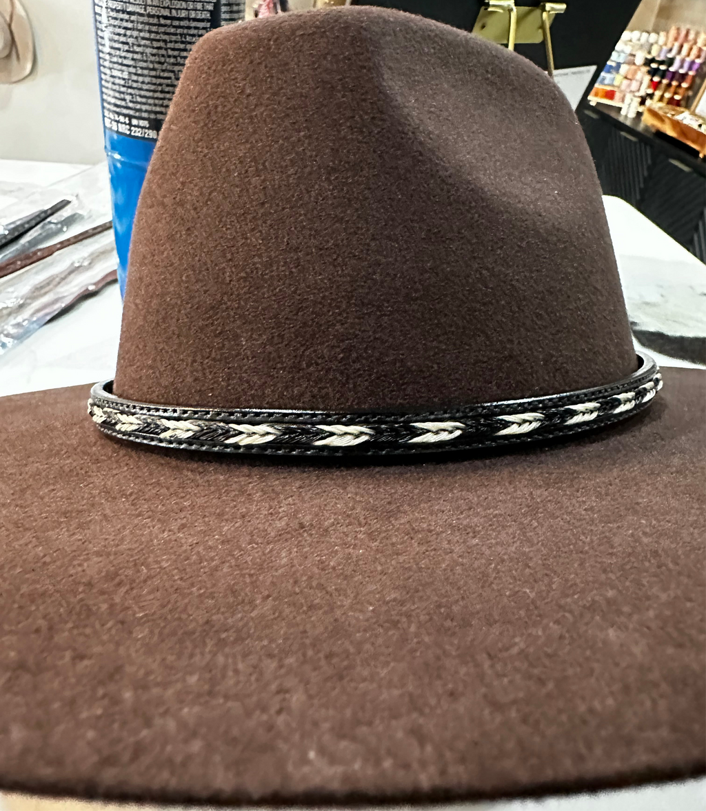 Leather Hat Band with Inlay Buckle