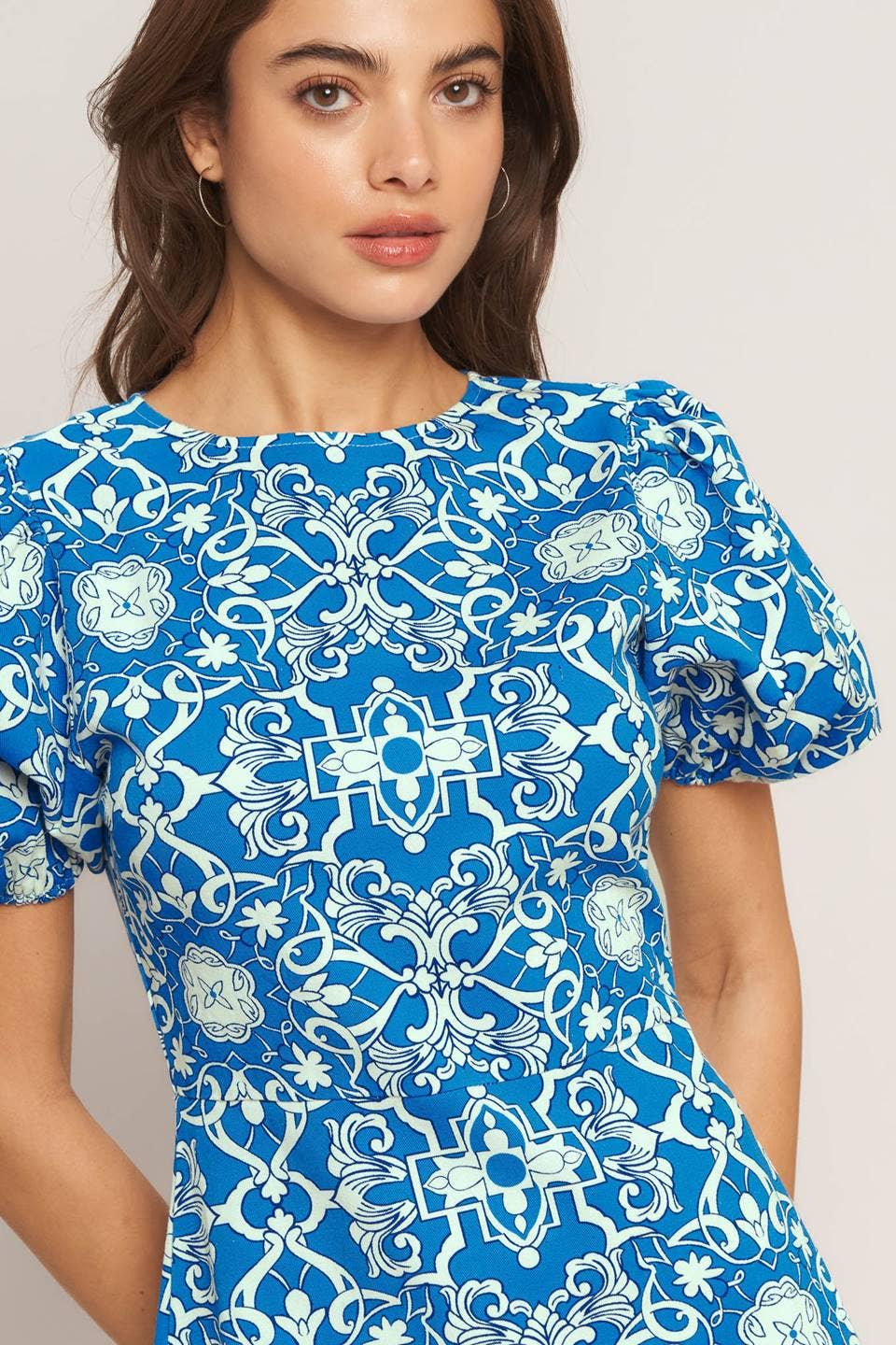 Blue print mini dress