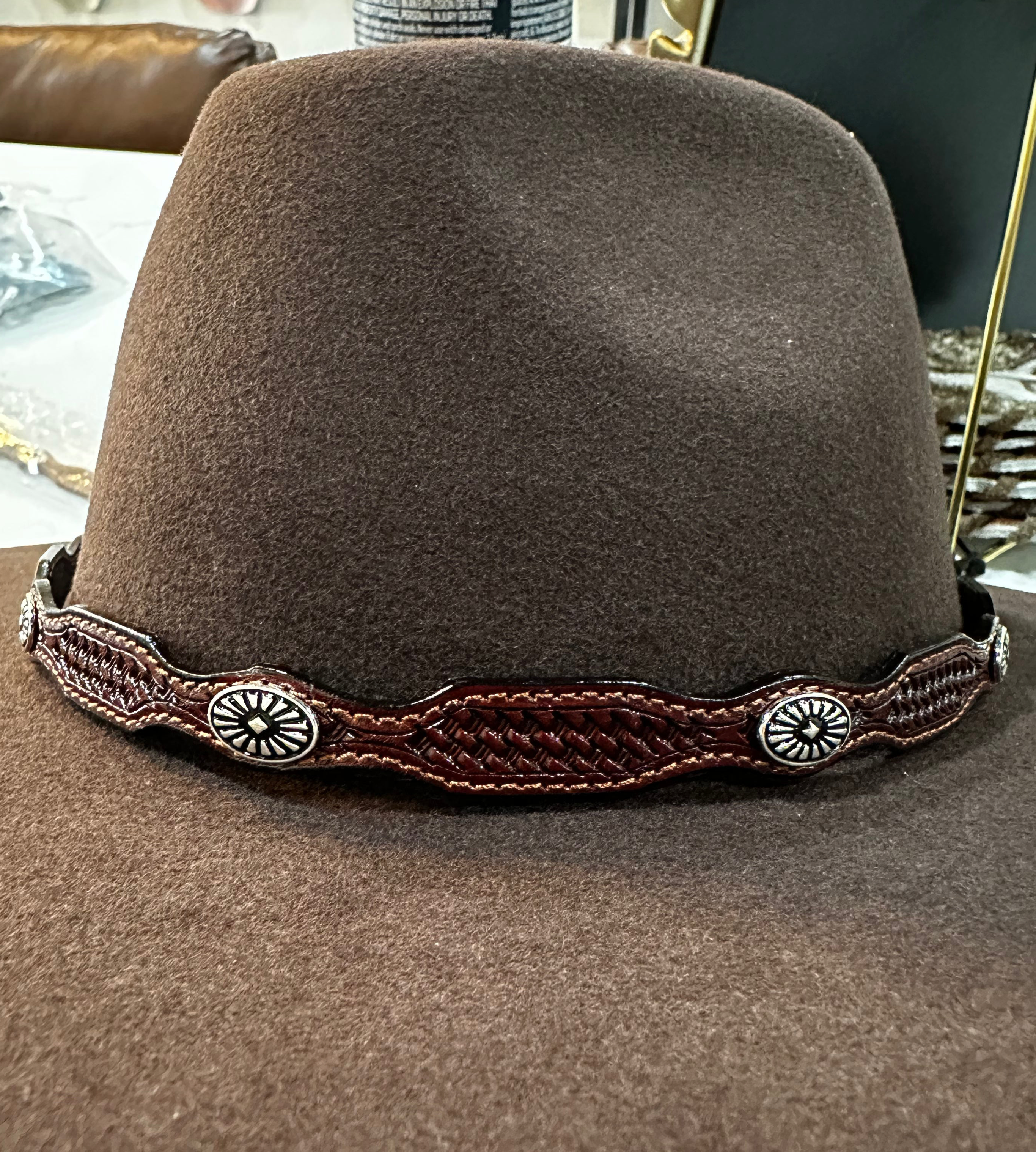 Leather Hat Band with S/B Oval