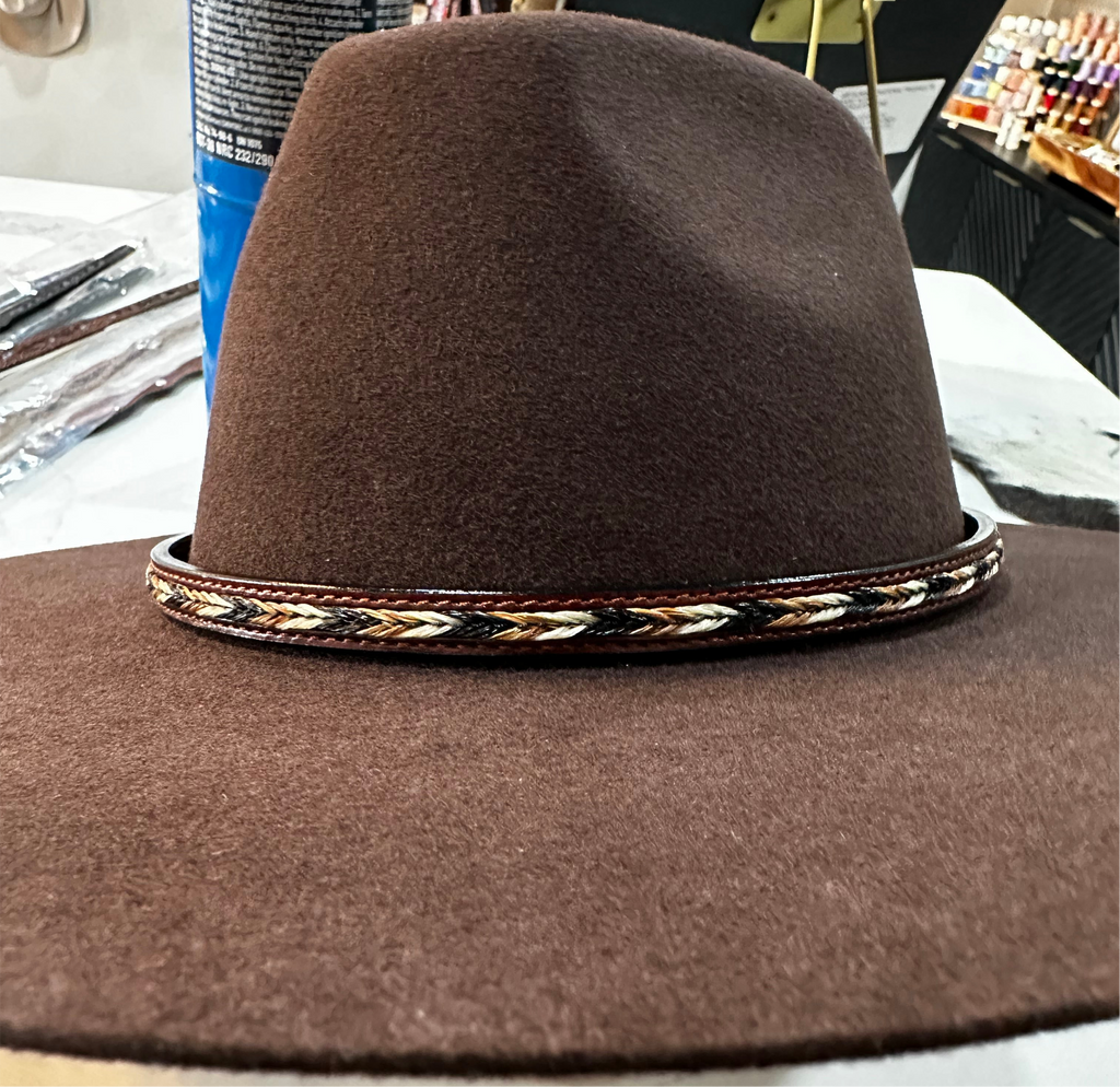 Leather Hat Band with Inlay Buckle
