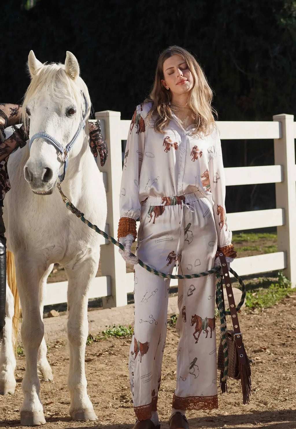 Silver Satin Ruffle Button Up Blouse