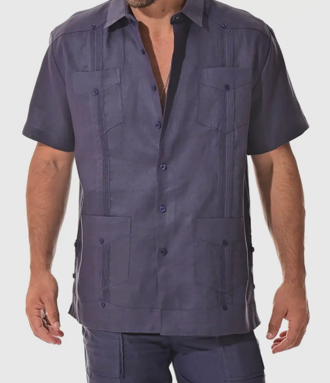 Men’s Navy Blue Guayabera