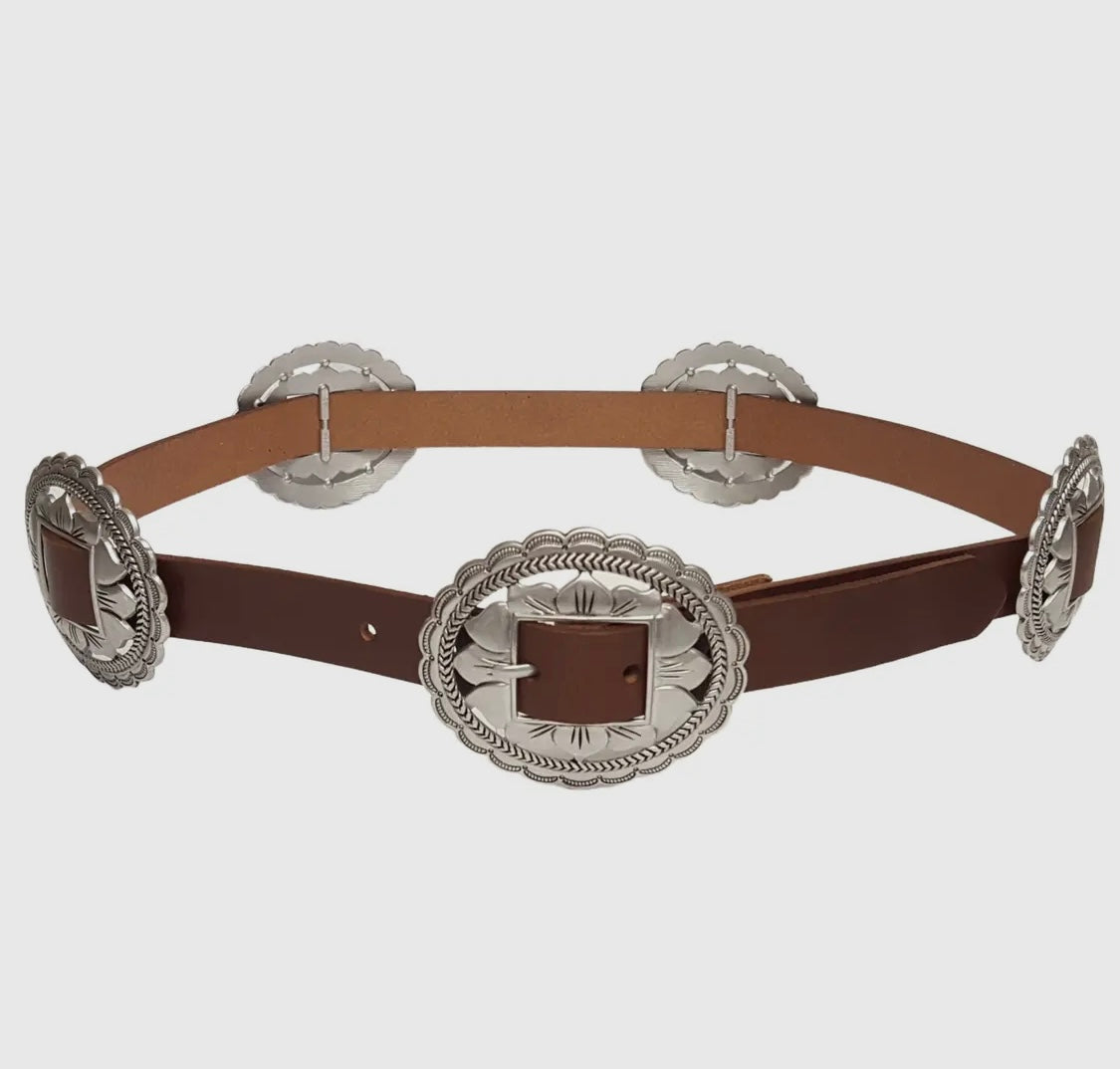 Brown Oval Floral Belt