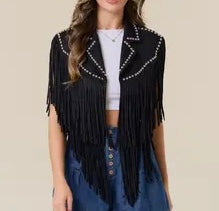 Black Studed Fringe Shrug