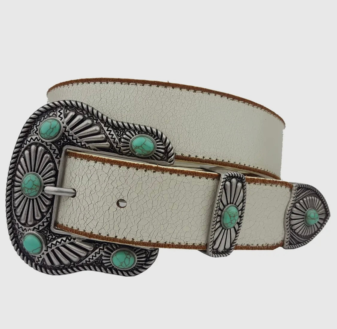 White with Blue Stone Western Belt