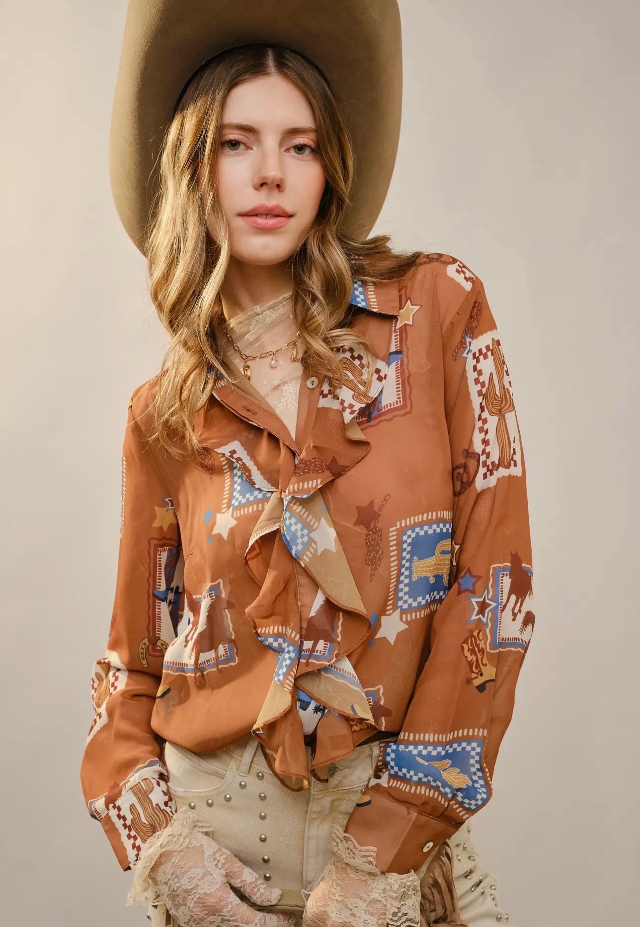 Western Print Blouse