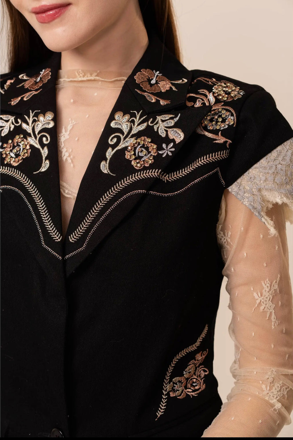 Studded Western Black Blazer Dress
