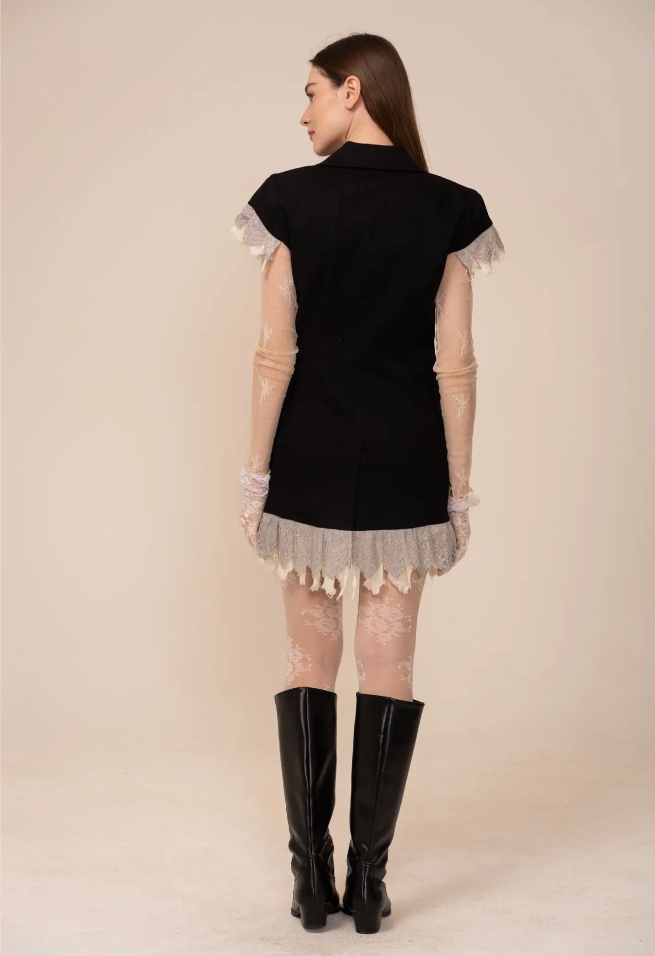 Studded Western Black Blazer Dress