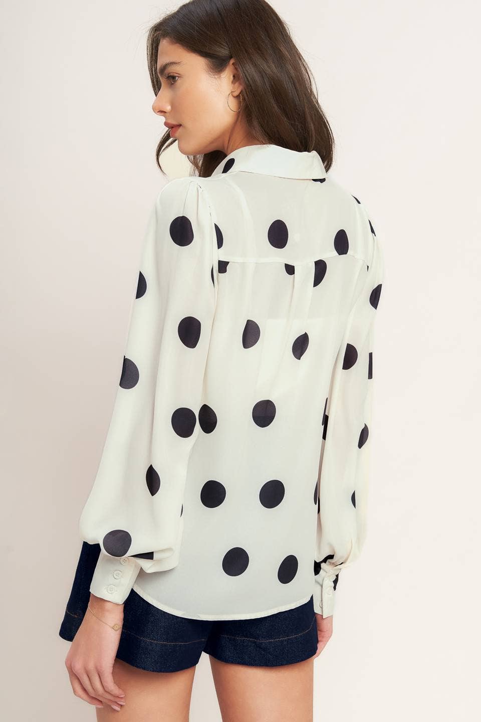Polka Dot Printed Long Sleeve With Cami