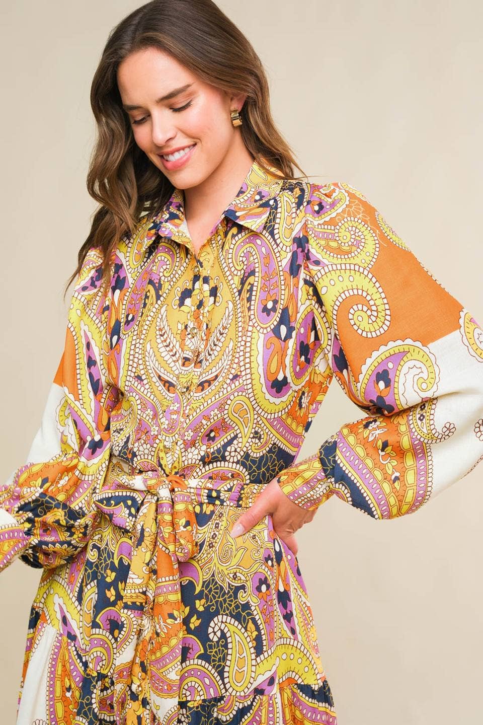 Printed Woven Midi Dress