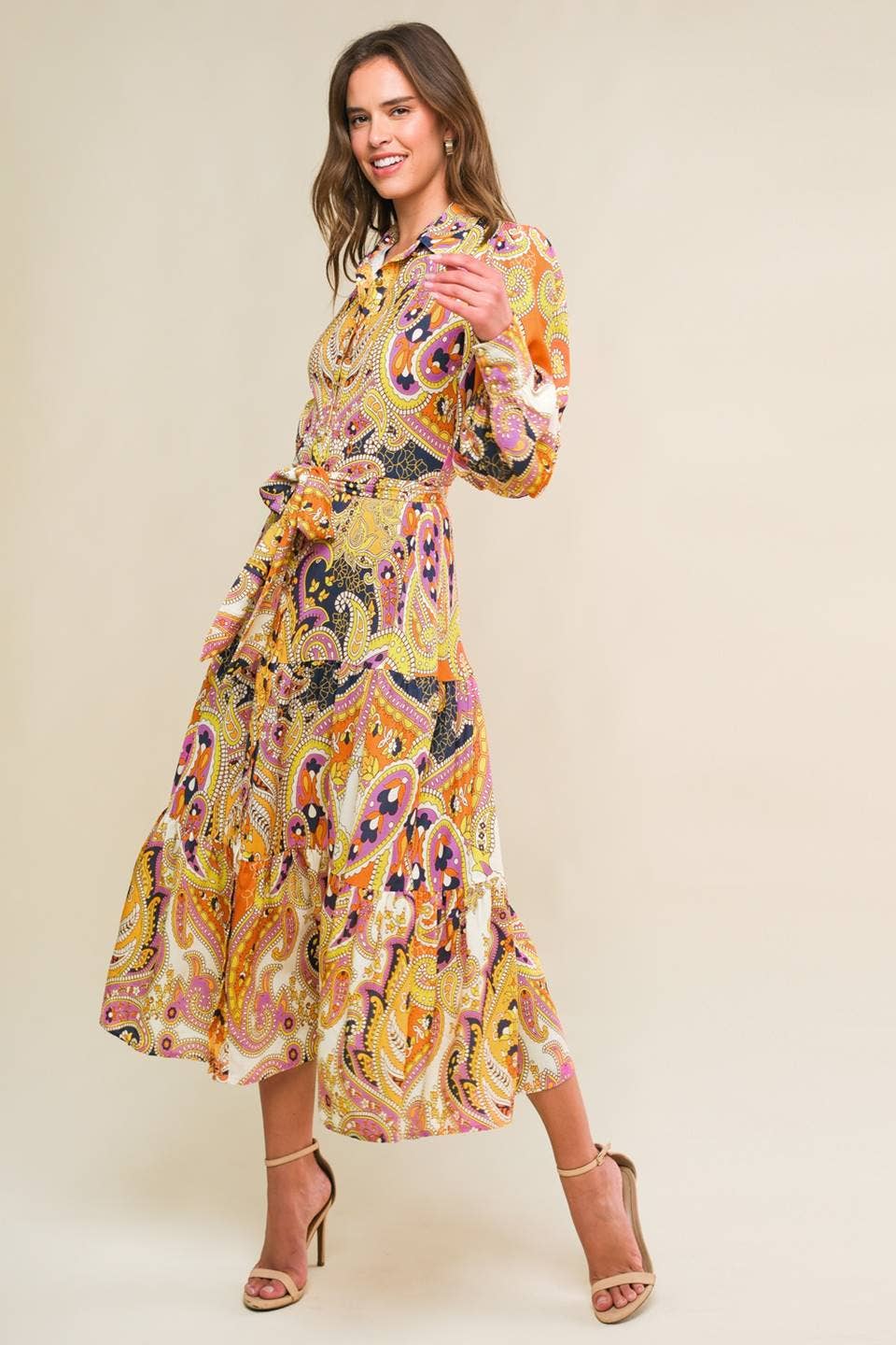 Printed Woven Midi Dress