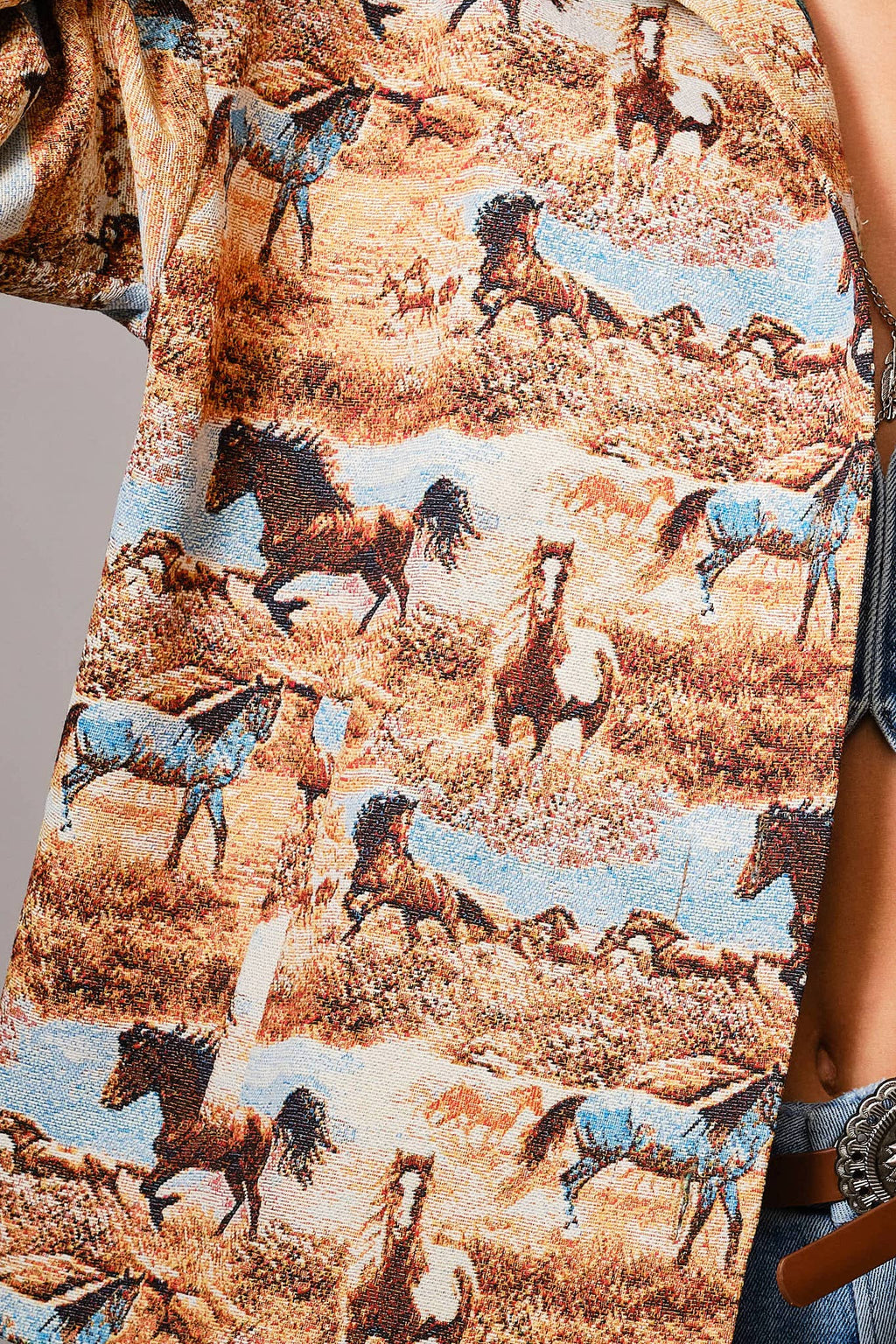 Western Pattern Button Front Jacquard Jacket